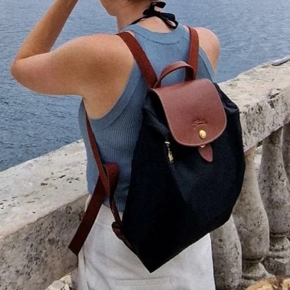 DISCONTINUED $125 Longchamp Small Nylon Foldable Backpack Black